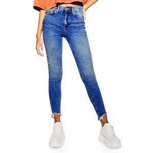 2/$30 Topshop Jamie High Rise Jagged Hem Skinny Mid Blue W26 #9290